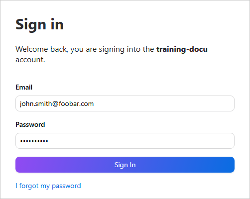 The Sign in page with the Email and Password fields filled in and the Sign In button
